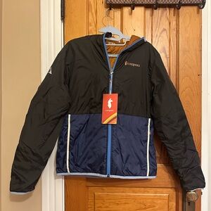 Never been worn Small Cotopaxi jacket. Originally $150. Small E logo on sleeve.